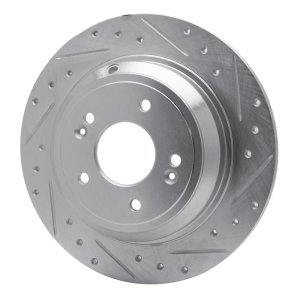 Genesis G80 Brake Rotor (1) - Rear Right - R1 Concepts - Drilled & Slotted - Silver - `09-`20